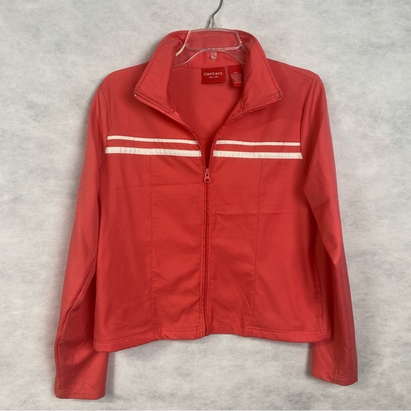 Contact New York Tracksuit Set Jacket Pants Medium Coral Pink 90s Activewear - Picture 2 of 16